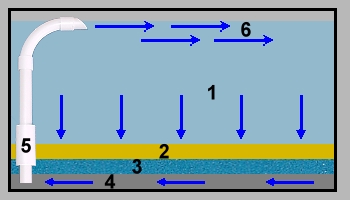Funktionsweise eines Bodenfilters in Verbindung mit einem Tschechischen  Luftheber TLH